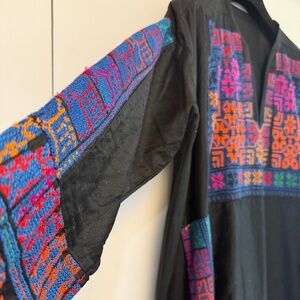 rare vintage Bedouin wedding/thobe dress, hand embroidery on cotton size XL